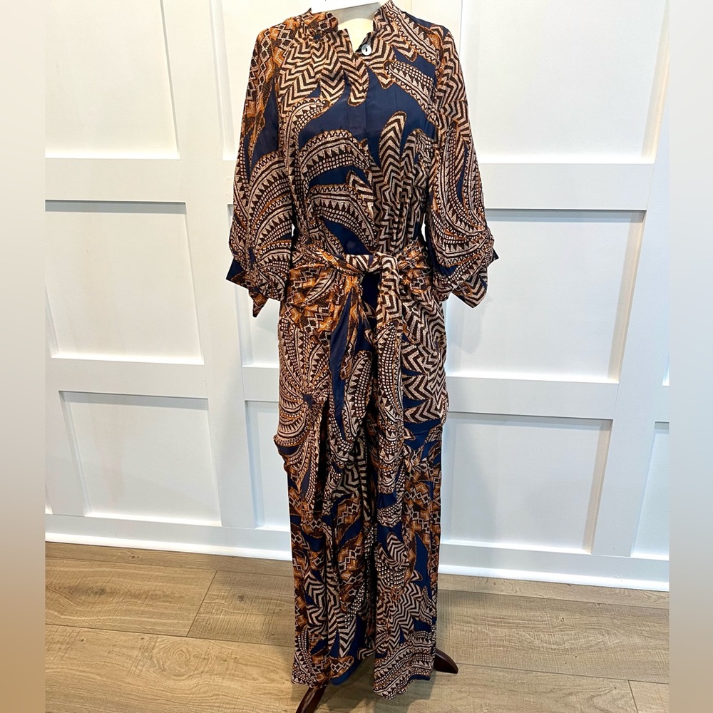 Farm Rio Yawanawa Vanahu Midi Dress NWT Large Boho Tribal Belted - Picture 4 of 15